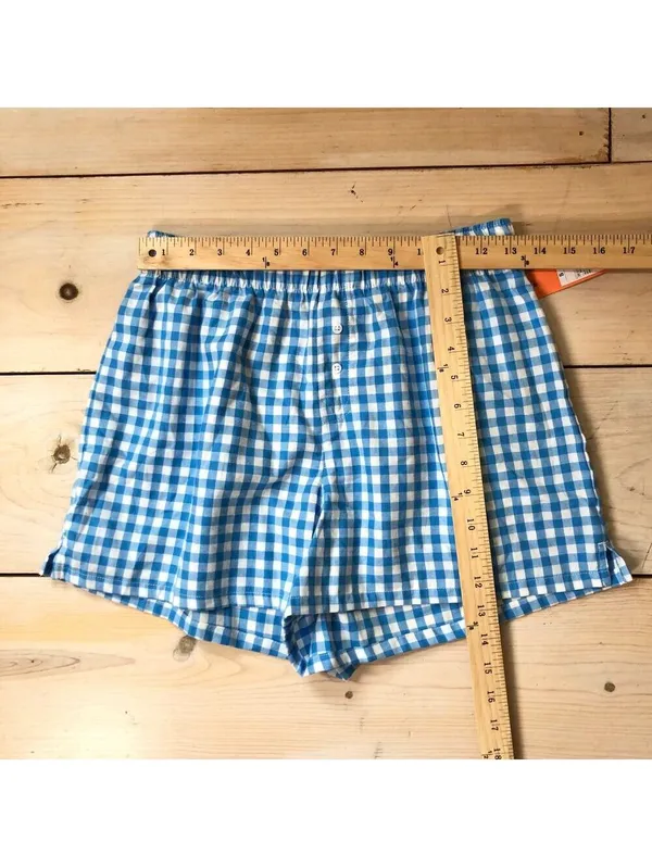Colsie NWT Women's Blue Gingham Boxer Shorts Pajama Shorts Size S - Image 7