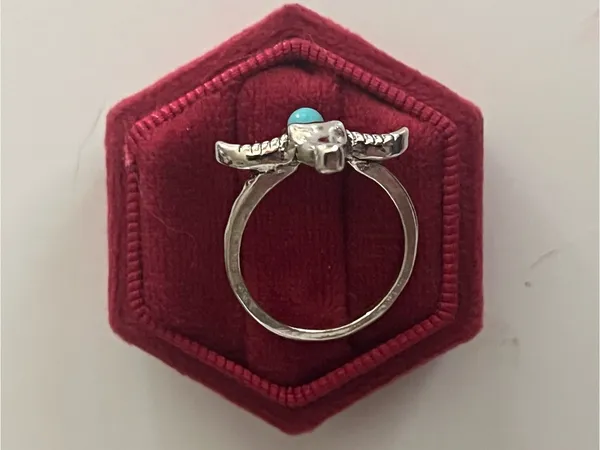 Bohemian Style Stainless Steel Silver Faux Turquoise Ring Size 8 NWT - Image 3