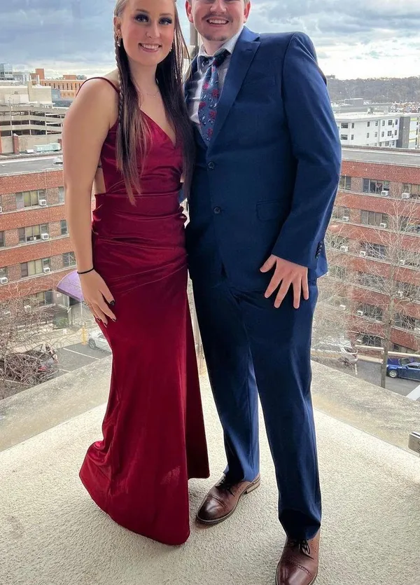 Windsor Red Low Back Prom Dress - Image 5