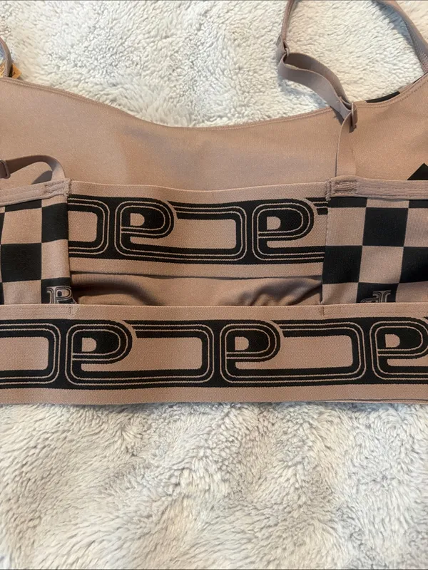 PINK NWOT Checkerboard Bralette in Dark Beige and Black Size M - Image 8