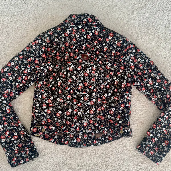 Anthropologie Hei Hei Tinsley Floral Moto Jacket Zip Cropped Fitted Womens Sz 6 - Image 12