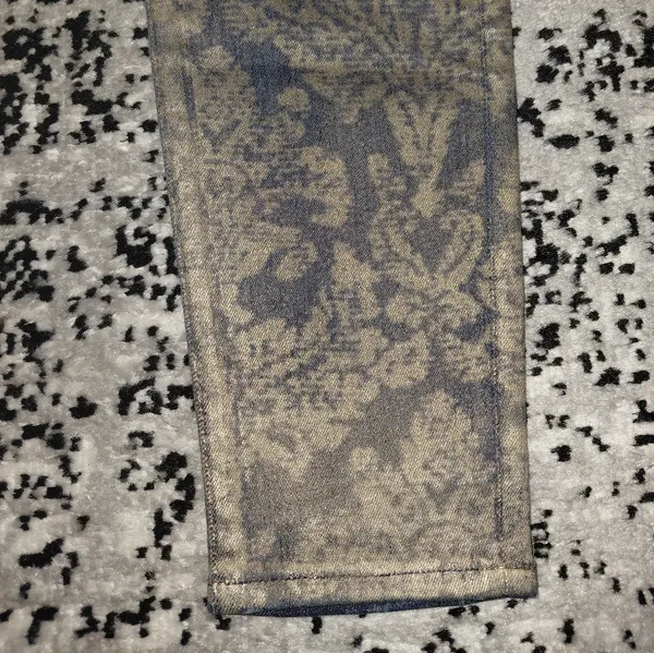 7 For All Mankind Size 29 Floral Metallic Brocade Textured Denim Jeans - Image 8