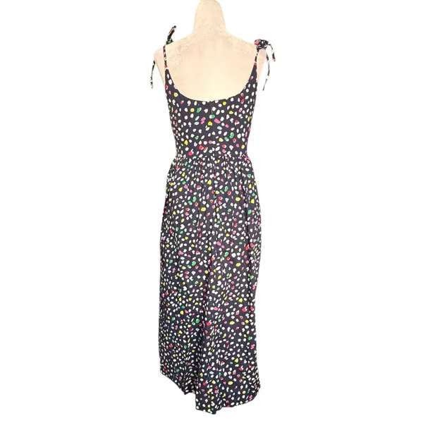 J.Crew Colorful Dot‎ Print Cotton Midi Sundress Size 2 Navy Blue Tie Strap Dress - Image 9