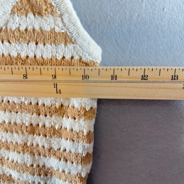 501 | Madewell Sriped Crochet Knit Tank Top‎ XXS Cream Tan Cotton Sweater Cami - Image 3