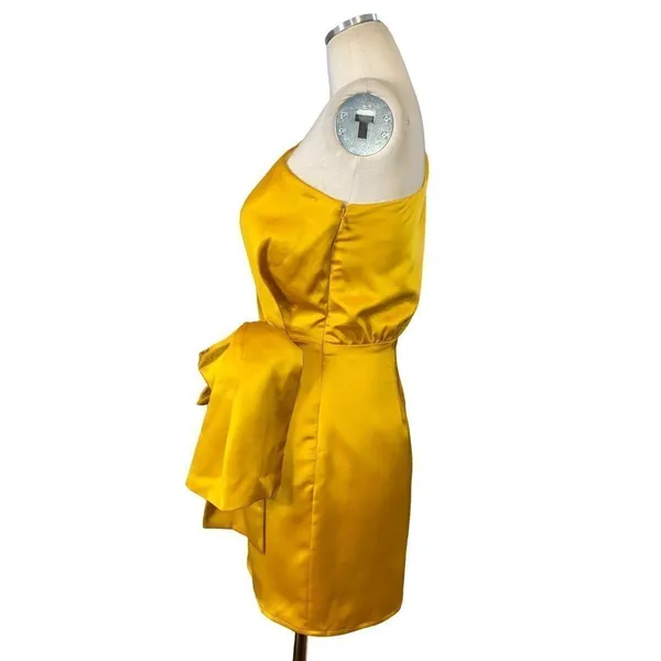 Lovers and Friends Kennedy Mini Dress in Mustard Yellow XSmall New Satin - Image 8
