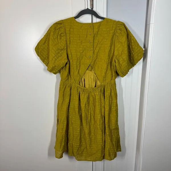 Madewell Annamarie Mini Dress Citrus Lime Cutout Back‎ V-Neck Size 6 NWT linen - Image 6