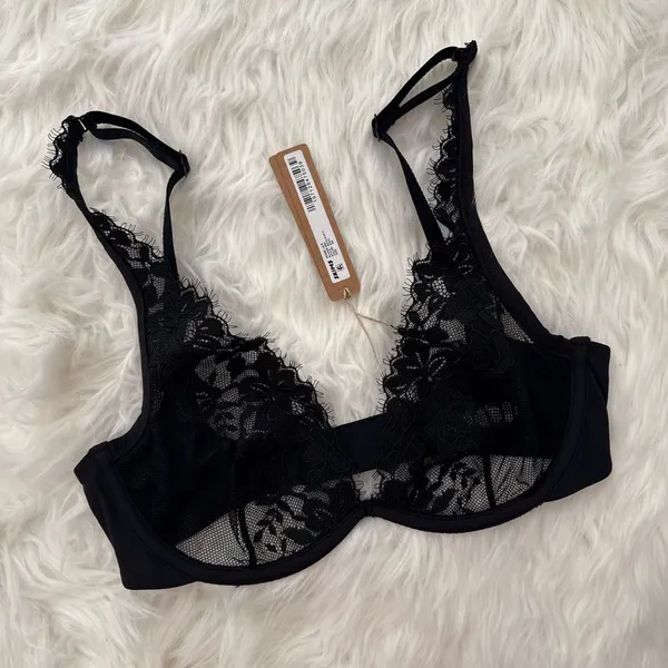 Skims Femme Lace Plunge Bra Onyx Size 34C - Image 2