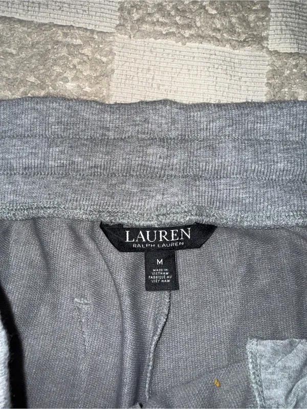 Lauren Ralph Lauren Gray Knit Jogger Pants Womens Size M Drawstring Tapered - Image 4
