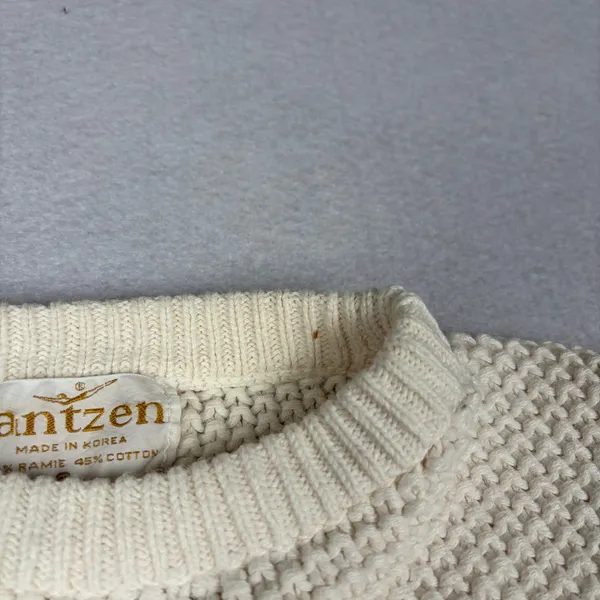 VTG 70s Jantzen Knit Duck Sweater Women's S Cream Country Cottage Prairie Autumn - Image 10