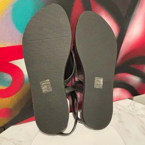Pilcro Black Leather Thong Sandals EU Size 41 US 10 - Image 6