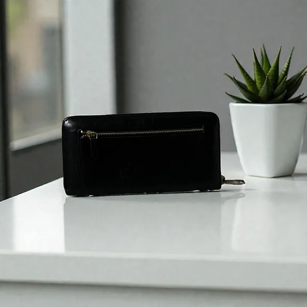 Fossil Black Leather Zip Around Continental‎ Wallet Organizer - Image 2