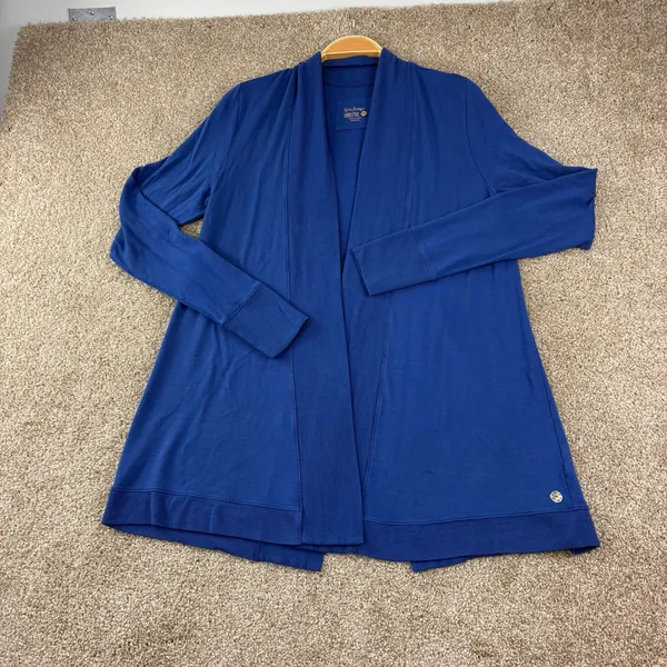 Lilly Pulitzer‎ Luxletic Elena Cardigan Woman M Blue Open Front Shawl Athleisure - Image 6