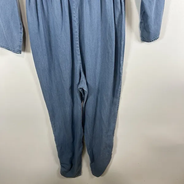 Lovers & Friends Jumpsuit Size S Blue Chambray Denim Long Sleeve Boho‎ Chic - Image 9