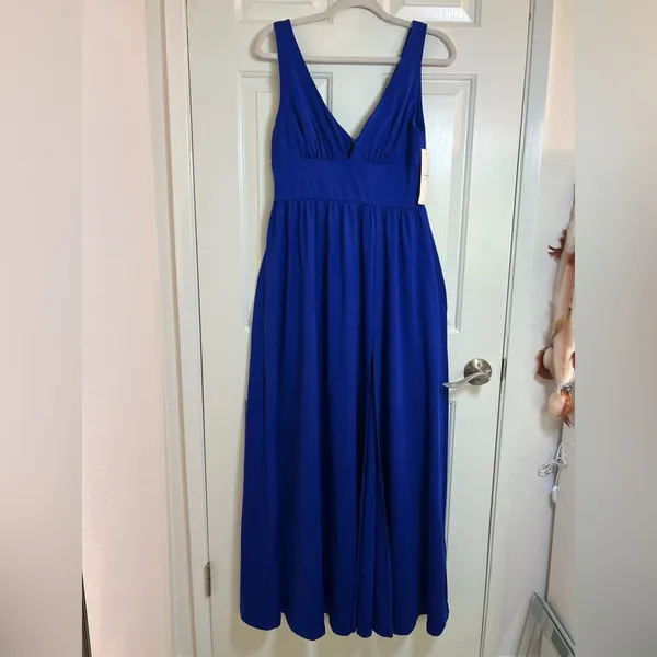 Ever-Pretty Women's Royal floor Length High Stretch Side Slit Pleated Size‎ L - Image 7