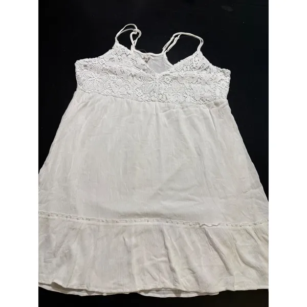 Maurices White Crochet Lace Gauze Boho Ruffle Hem Cami dress XL - Image 4