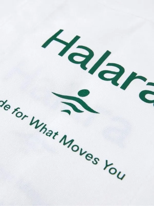 HALARA White Canvas Tote with Green Logo - Image 2