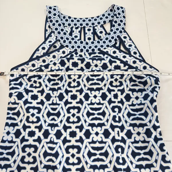 Gretchen Scott Navy Blue Strappy Sleeveless Isosceles Geometric Dress‎ SMALL - Image 8