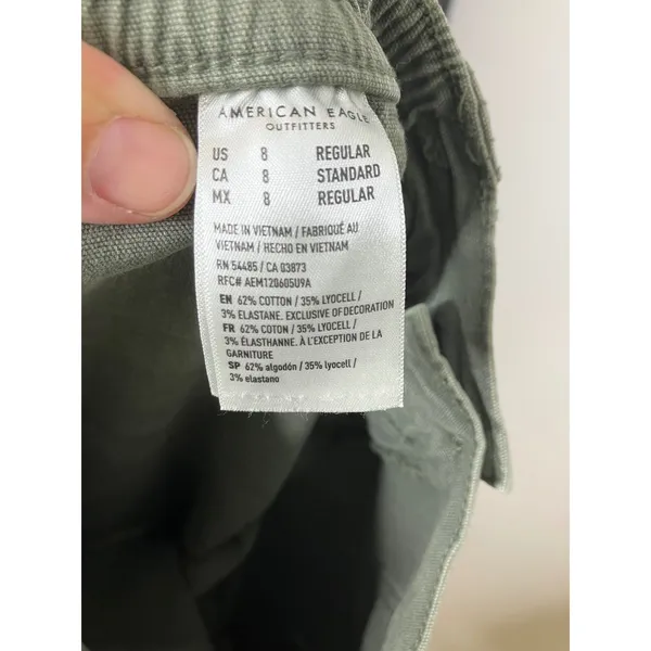 American Eagle Cargo Pants Womens 8 Green Excellent Stretch Utility Straight Leg - Image 6
