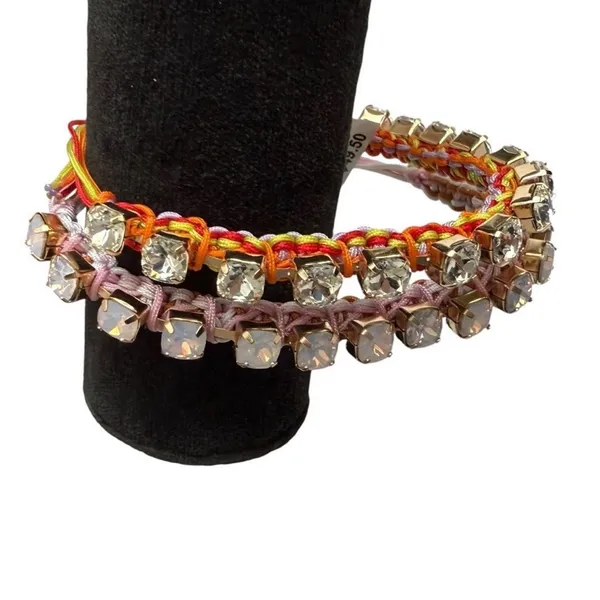 Gold-Tone 2-Pc. Set Color Crystal Cord Slider Bracelets NWT - Image 2