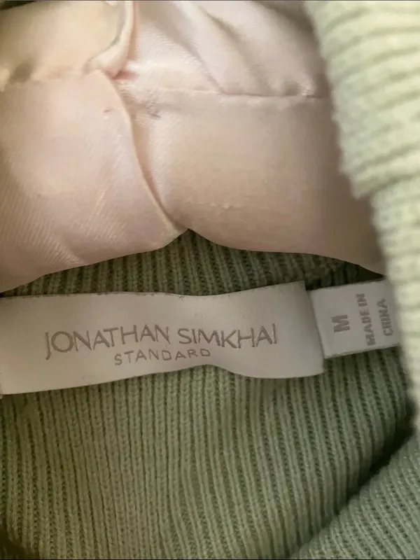 Jonathan Simkhai Structured Shoulder Pistachio Green Sweater Medium - Image 3
