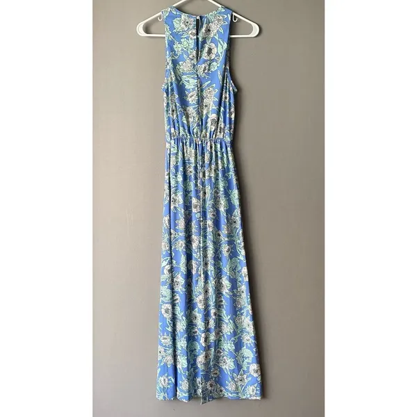 H&M sz‎ 2 blue green halter floral boho maxi sundress - Image 6