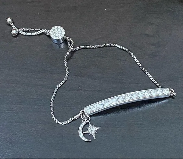 Shine Bright Swarovski Element SilverPlated Celestial Star Moon Slider Bracelet - Image 9