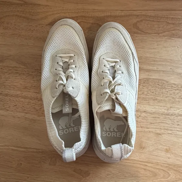 Sorel Womens Size 8 ONA 503‎ Low Knit Sea Salt Chalk Platform Sneakers Shoes - Image 6