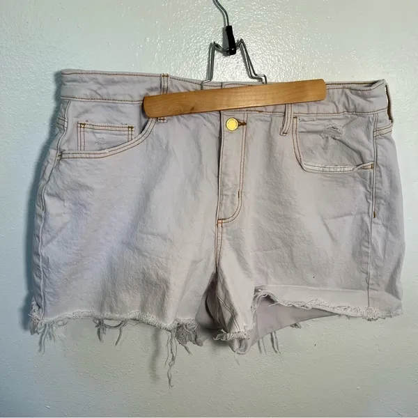 Universal Thread Women's 14/32 High-Rise Vintage‎ Midi Jean Shorts White Stretch - Image 2