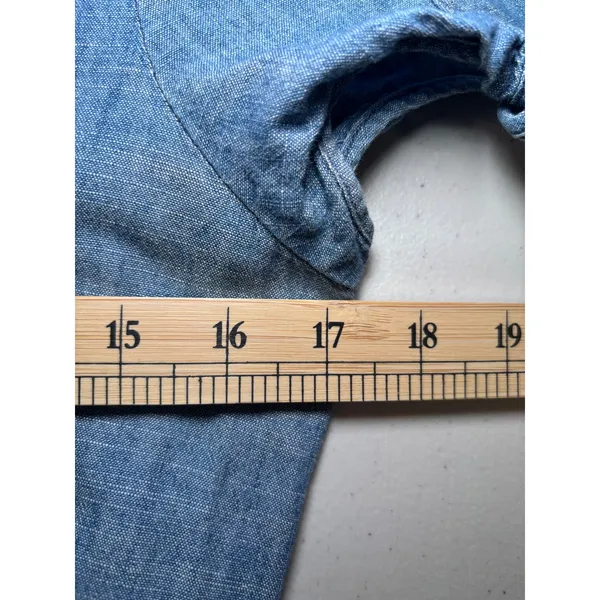 J.Crew‎ Chambray Denim Fit & Flare Dress Size 4 Blue V-Neck Flutter Sleeve - Image 9
