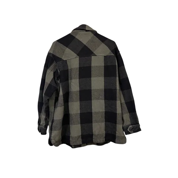 Lucky Brand Oversized Plaid Flannel Shirt Jacket Shacket Green Black L - Image 2