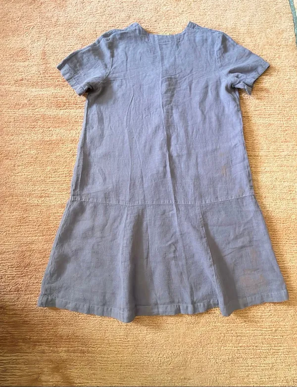 Vintage Blue Cactus Linen Dress Made USA Southwest Print Button Front - Image 9