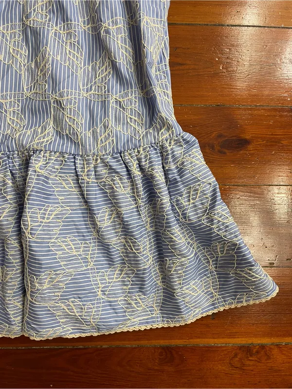 English Factory Blue Striped Embroidered Halter Ruffle Mini Dress Sz XS 🧡🎀 - Image 11