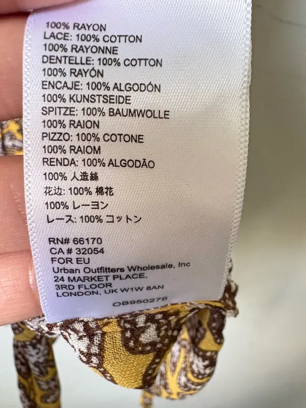 Anthropologie Floral Lace Trim Tank Top Yellow Brown Size 2 - Image 7