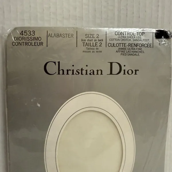Vintage Christian Dior Tights Pantyhose Size 2 Diorissimo Control Top 4533 White - Image 4