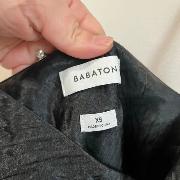 Aritzia Babaton Black Satin Slip Dress Textured Minimalist Chic Sz XS‎ - Image 5