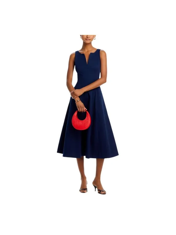 Aqua Womens Paneled Sleeveless Midi Dress Cotton Blend IDL9634 Navy Blue S - Image 7