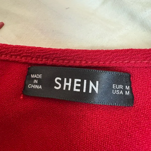 Women’s Surplice V-Neck Red A-Line Dress - Image 4