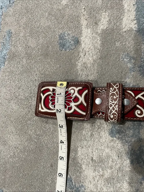 Floral Laser Cut Western Leather Belt Cowgirl Rodeo Size M/L - Image 4
