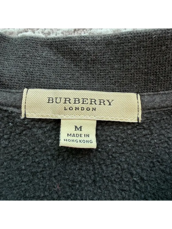 Burberry London Black Full Zip Sweatshirt Jacket Nova Check Trim Women's Medium - Image 4
