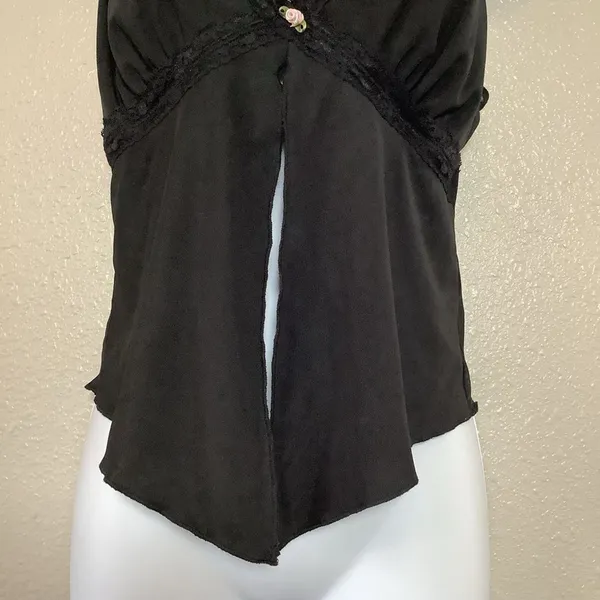 Black Babydoll‎ Top Large Y2K Coquette Feminine Romantic Dollette Dainty Summer - Image 3