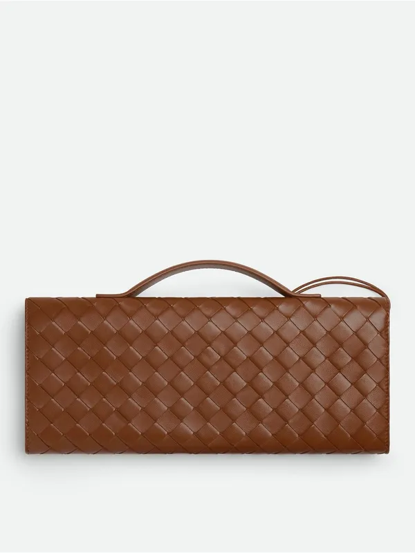 Yellow Brown Woven Evening Clutch Crossbody Bag - Image 2