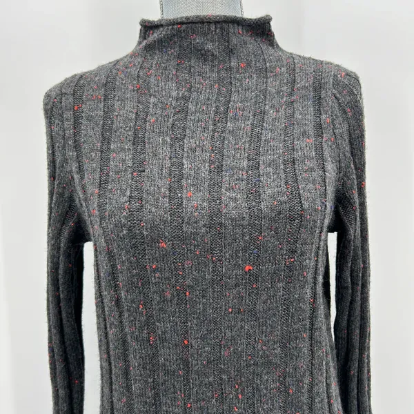 Madewell Donegal Rolled Mock Neck Ribbed Sweater Dress AF500 - Donegal Coal - Image 4