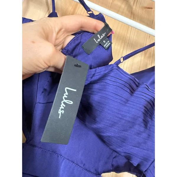 NWT Lulus Got the Glam Navy Blue Pleated Cutout Maxi Dress Wedding Bridesmaid S - Image 5