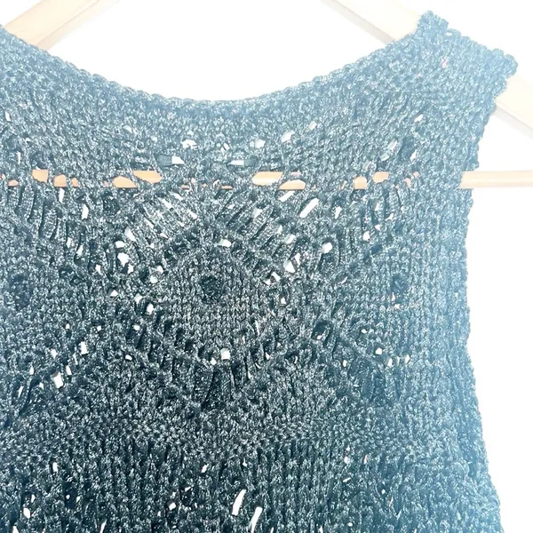 Express Y2K Black Crochet Tank Top Vest Top - Image 2