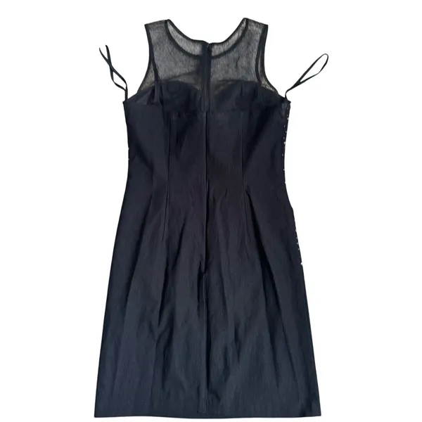 Blondie Nites Women's Vintage Form Fitting Black Sequin Sparkly Mesh‎ Knee Length Dress Sz 5 - Image 5