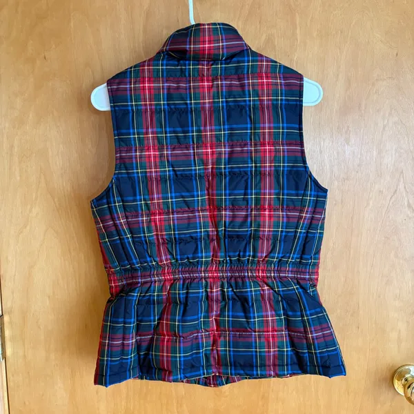 Talbots Puffer Vest Women Small Multicolor Plaid Down‎ Fill Quilted Zip Front - Image 4