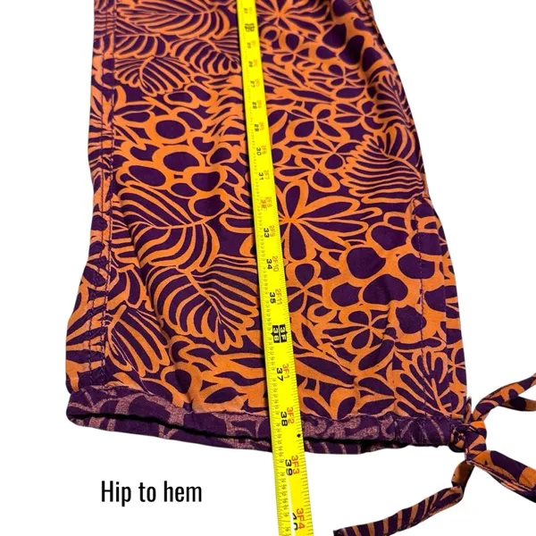 Sundance Orange Purple‎ Floral Abstract Print Pull on Pants Coastal Lagenlook M - Image 13