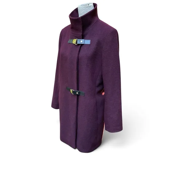 Lauren Ralph Lauren Wool Peacoat Trench Coat Purple Burgundy Size 12 Old Money - Image 4