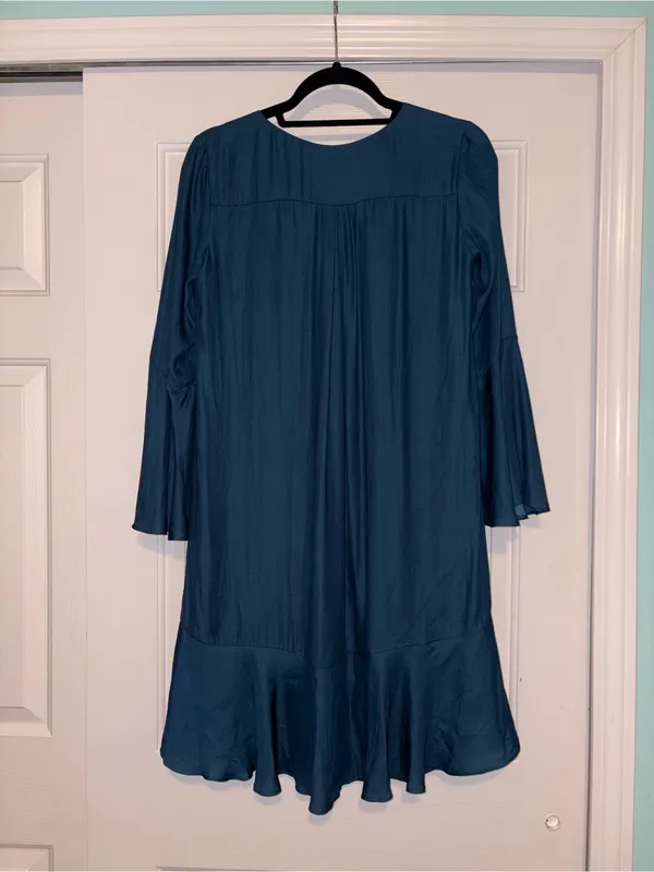 Anthropologie Maeve Galway Fluttered Bell Sleeve Dress Dark Turquoise Size XS - Image 6