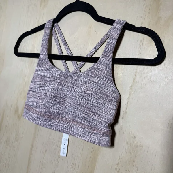 Lululemon Sports Bra Size 2 Strappy Criss Cross Pink‎ Gray Yoga Athletic - Image 2